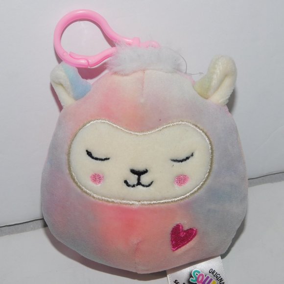 Squishmallows Mini 3.5" Plush Tie Dye Leslie the Llama Backpack Clip is in NWOT - Picture 3 of 5